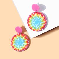 Vintage Style Round Color Block Arylic Plastic Asymmetrical Women's Drop Earrings 1 Pair main image 2