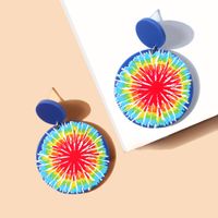 Vintage Style Round Color Block Arylic Plastic Asymmetrical Women's Drop Earrings 1 Pair main image 4
