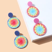 Vintage Style Round Color Block Arylic Plastic Asymmetrical Women's Drop Earrings 1 Pair main image 5