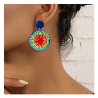 Vintage Style Round Color Block Arylic Plastic Asymmetrical Women's Drop Earrings 1 Pair main image 1
