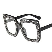 Vintage Style Fashion Color Block Ac Square Diamond Full Frame Women's Sunglasses sku image 12