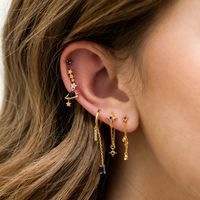 Simple Style Star Tassel Copper Inlay Zircon Drop Earrings Ear Studs main image 1