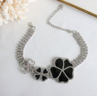 Fashion Flower Alloy Plating Inlay Rhinestones Women's Bracelets Necklace 1 Piece sku image 2