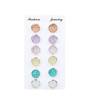 6 Pairs Simple Style Round Plating Alloy Ear Studs main image 5