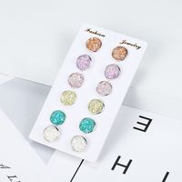 6 Pairs Simple Style Round Plating Alloy Ear Studs main image 2