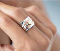 Fashion Stripe Heart Shape Alloy Women's Rings 1 Piece sku image 1