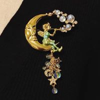 Retro Human Moon Alloy Beaded Plating Inlay Artificial Gemstones Women's Brooches 1 Piece main image 5