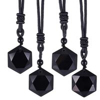 Fashion Hexagram Obsidian Unisex Pendant Necklace 1 Piece main image 4