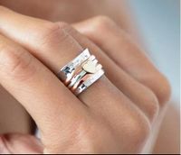 Fashion Stripe Heart Shape Alloy Women's Rings 1 Piece main image 2