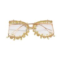 Fashion Leaf Flower Resin Square Diamond Frameless Women's Sunglasses main image 3