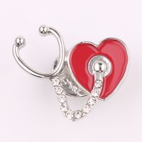 Moda Humano Electrocardiograma Forma De Corazón Aleación Esmalte Embutido Diamantes De Imitación Unisexo Broches sku image 4