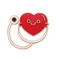 Fashion Human Electrocardiogram Heart Shape Alloy Enamel Inlay Rhinestones Unisex Brooches sku image 7