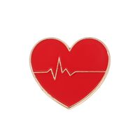 Fashion Human Electrocardiogram Heart Shape Alloy Enamel Inlay Rhinestones Unisex Brooches sku image 8