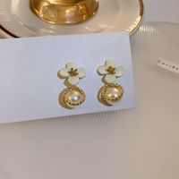 1 Pair Fashion Heart Shape Bow Knot Metal Inlay Artificial Pearls Rhinestones Women's Drop Earrings sku image 12