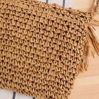 Women's Small Paper String Solid Color Cute Vacation Weave Square Zipper Straw Bag main image 4