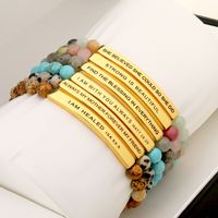Simple Style Letter Stainless Steel Natural Stone Plating Bracelets 1 Piece main image 3