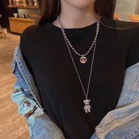 Vintage Style Letter Alloy Inlay Artificial Pearls Rhinestones Women's Necklace 1 Piece sku image 29