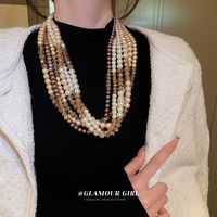 Vintage Style Letter Alloy Inlay Artificial Pearls Rhinestones Women's Necklace 1 Piece sku image 43