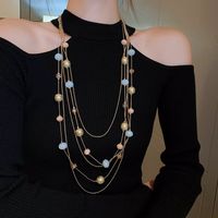 Vintage Style Letter Alloy Inlay Artificial Pearls Rhinestones Women's Necklace 1 Piece sku image 28