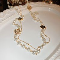 Vintage Style Letter Alloy Inlay Artificial Pearls Rhinestones Women's Necklace 1 Piece sku image 61