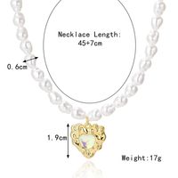 1 Piece Retro Square Heart Shape Bow Knot Imitation Pearl Alloy Rhinestone Women's Necklace sku image 4
