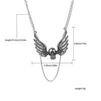 Punk Wings Skull Alloy Layered Three-dimensional Unisex Pendant Necklace 1 Piece main image 3