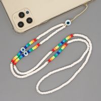 Black White Color Matching Soft Ceramic Handmade Beaded Mobile Phone Chain sku image 10