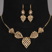 1 Set Retro Flower Copper Plating Unisex Earrings Necklace Jewelry Set main image 9