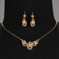 1 Set Retro Flower Copper Plating Unisex Earrings Necklace Jewelry Set sku image 1