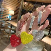 Sweet Heart Shape Ceramic Metal Inlay Rhinestones Women's Bag Pendant Keychain main image 1