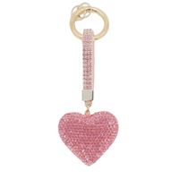 Sweet Heart Shape Ceramic Metal Inlay Rhinestones Women's Bag Pendant Keychain main image 3