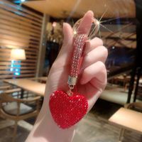 Sweet Heart Shape Ceramic Metal Inlay Rhinestones Women's Bag Pendant Keychain sku image 5