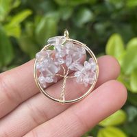 Retro Round Tree Natural Stone Crystal Jewelry Accessories 1 Piece sku image 3