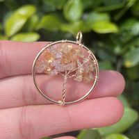 Retro Round Tree Natural Stone Crystal Jewelry Accessories 1 Piece sku image 16
