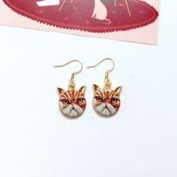 Cute Cat Metal Enamel Women's Drop Earrings 1 Pair sku image 22