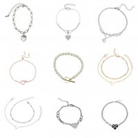 Fashion Heart Shape Alloy Titanium Steel Plating Rhinestones Artificial Pearls Women'S Bracelets main image 1