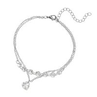 Moda Forma De Corazón Aleación Acero Titanio Enchapado Diamantes De Imitación Perlas Artificiales Mujeres Pulsera sku image 20