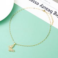 1 Piece Elegant Butterfly Stainless Steel Inlay Zircon Pendant Necklace main image 1