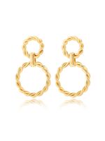 Vintage Geometric Copper-plated Twist Double Circle Earrings Wholesale main image 1