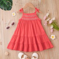 Little Girl Cute Suspender Skirt 2022 Summer Solid Color Bow Dress Wholesale main image 3
