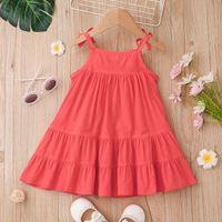 Little Girl Cute Suspender Skirt 2022 Summer Solid Color Bow Dress Wholesale main image 6