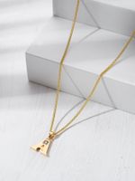 Fashion Inlaid Zircon Copper Gold Letter A Necklace Jewelry Wholesale main image 3