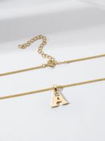 Fashion Inlaid Zircon Copper Gold Letter A Necklace Jewelry Wholesale main image 4