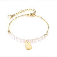 Korean Niche Fashion Pearl Stitching Chain Stainless Steel Bracelet Wholesale main image 1