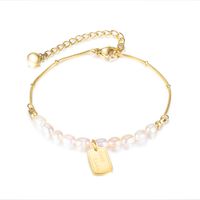 Korean Niche Fashion Pearl Stitching Chain Stainless Steel Bracelet Wholesale main image 2