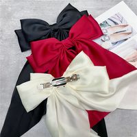 Sweet Cute Long Ribbon Double Bows Satin Hairpin main image 5