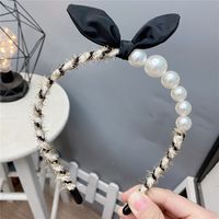 Rabbit Ears Wire Gold Wire Winding Color Cute Pearls Headband main image 3