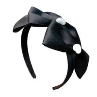 Three-dimensional Pearls Heart-shaped Bows Ribbon Wide-brimmed Cloth Headband main image 6