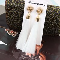 European And American Fashion Exaggerated Long Lotus Flower Tassel Earrings Women main image 5