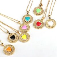Fashion Enamel Color Drop Oil Heart Pendant Zircon Copper Necklace Wholesale main image 3
